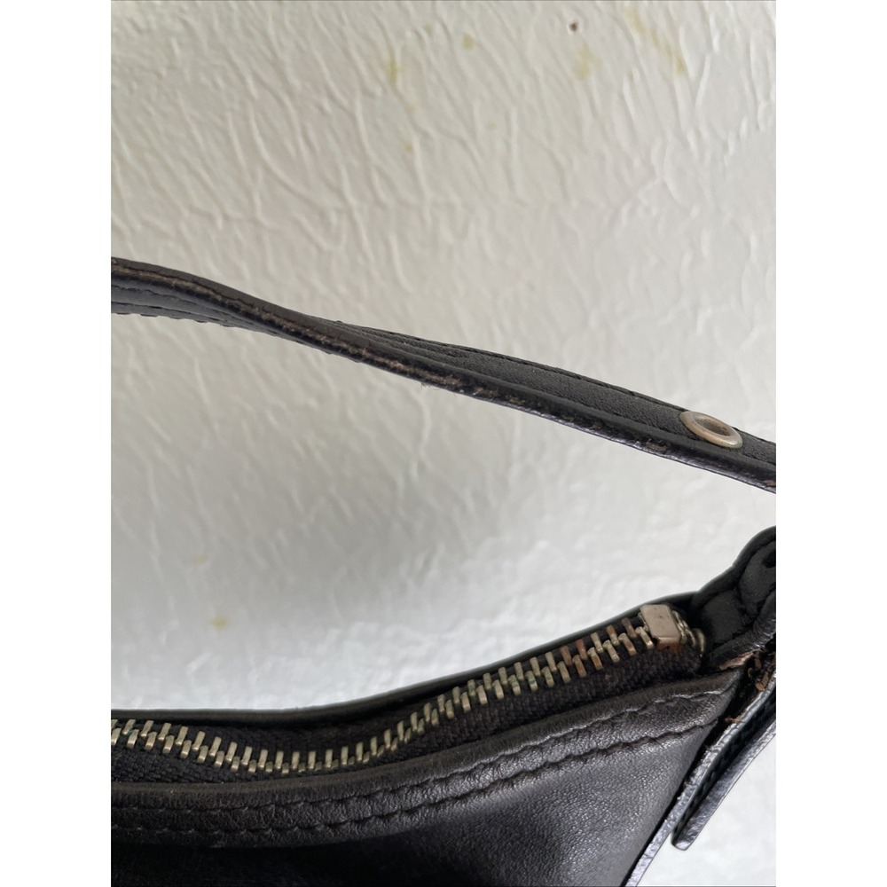 COACH Old 9844 Vintage Black Demi Baguette Leather Mini Hobo Bag Silver Hardware - Picture 9 of 14